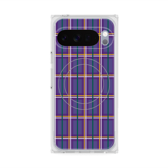 プレミアムスクエアケース with Pixelsnap［ Tartan Check - Purple ］