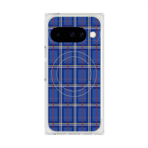 プレミアムスクエアケース with Pixelsnap［ Tartan Check - Blue ］