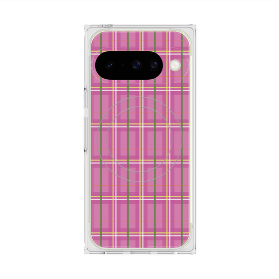 プレミアムスクエアケース with Pixelsnap［ Tartan Check - Pink ］