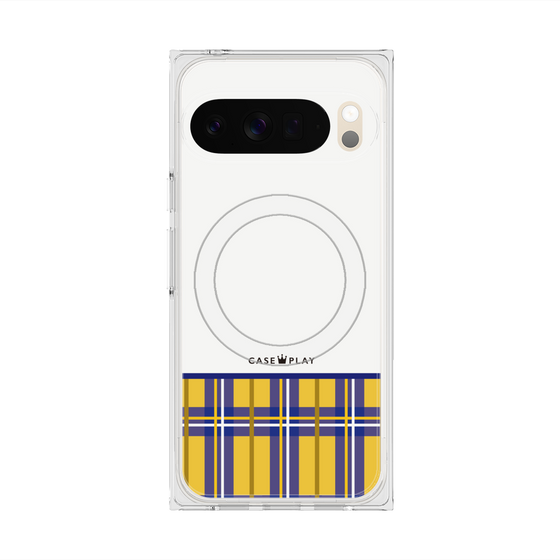 プレミアムスクエアケース with Pixelsnap［ CASEPLAY Tartan Check - Yellow ］