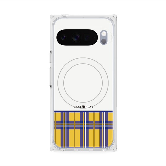 プレミアムスクエアケース with Pixelsnap［ CASEPLAY Tartan Check - Yellow ］