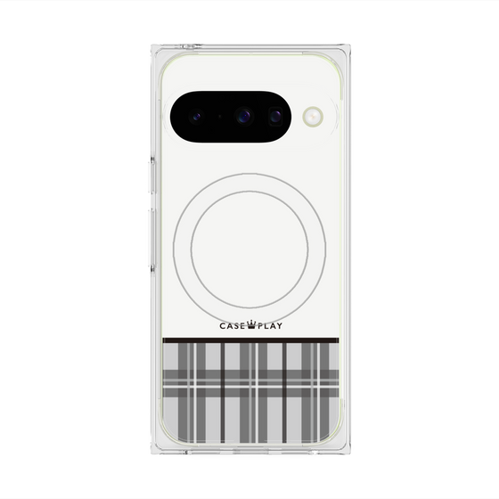 プレミアムスクエアケース with Pixelsnap［ CASEPLAY Tartan Check - Gray ］