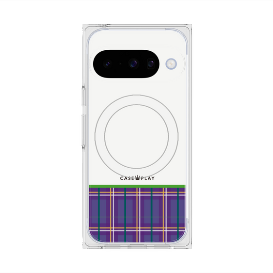 プレミアムスクエアケース with Pixelsnap［ CASEPLAY Tartan Check - Purple ］