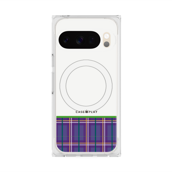 プレミアムスクエアケース with Pixelsnap［ CASEPLAY Tartan Check - Purple ］