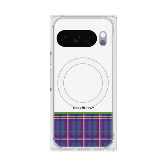 プレミアムスクエアケース with Pixelsnap［ CASEPLAY Tartan Check - Purple ］