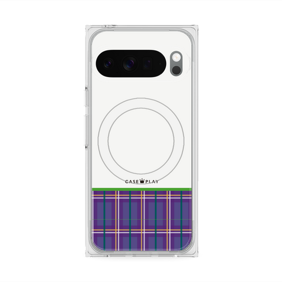 プレミアムスクエアケース with Pixelsnap［ CASEPLAY Tartan Check - Purple ］