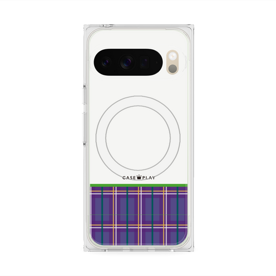 プレミアムスクエアケース with Pixelsnap［ CASEPLAY Tartan Check - Purple ］