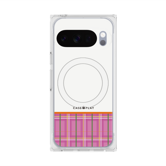プレミアムスクエアケース with Pixelsnap［ CASEPLAY Tartan Check - Pink ］