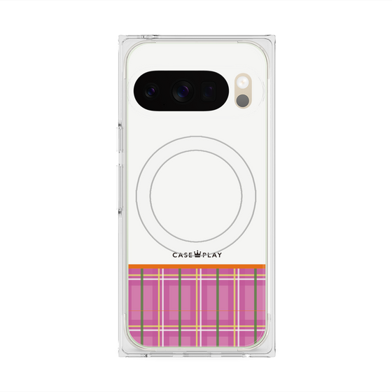 プレミアムスクエアケース with Pixelsnap［ CASEPLAY Tartan Check - Pink ］