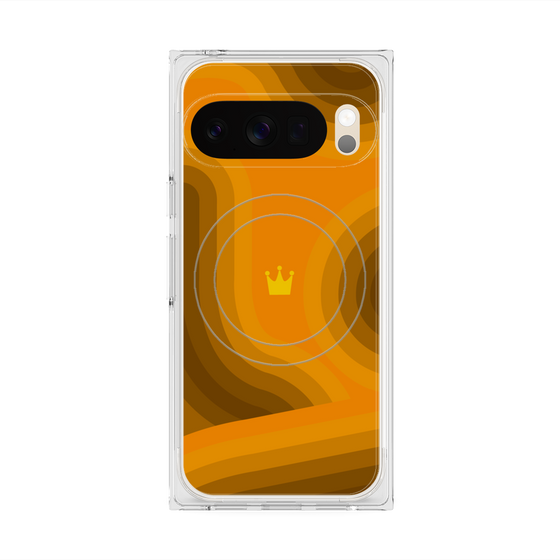 プレミアムスクエアケース with Pixelsnap［ CASEPLAY Winding Pattern - Orange ］