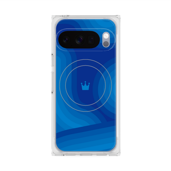 プレミアムスクエアケース with Pixelsnap［ CASEPLAY Winding Pattern - Blue ］