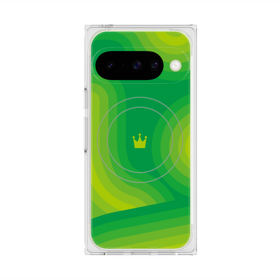 プレミアムスクエアケース with Pixelsnap［ CASEPLAY Winding Pattern - Green ］