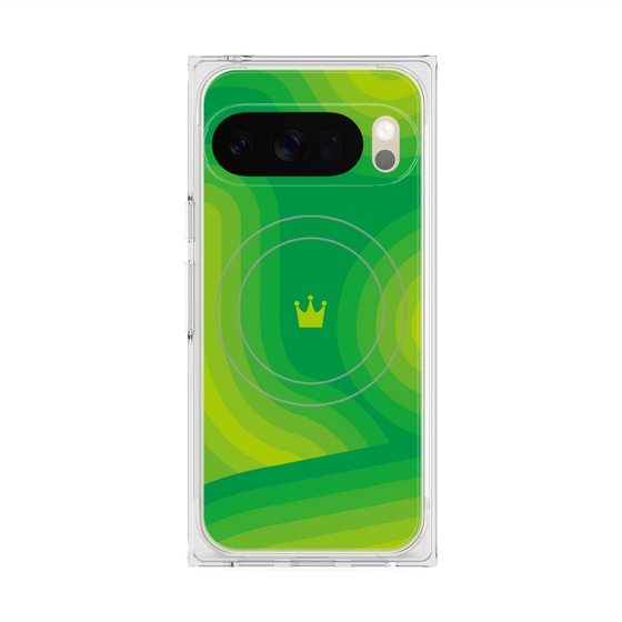 プレミアムスクエアケース with Pixelsnap［ CASEPLAY Winding Pattern - Green ］