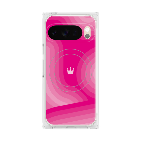 プレミアムスクエアケース with Pixelsnap［ CASEPLAY Winding Pattern - Pink ］