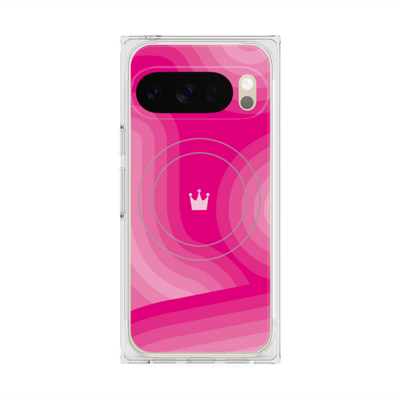 プレミアムスクエアケース with Pixelsnap［ CASEPLAY Winding Pattern - Pink ］