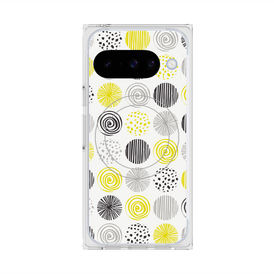 プレミアムスクエアケース with Pixelsnap［ Nordic Circle - Yellow ］