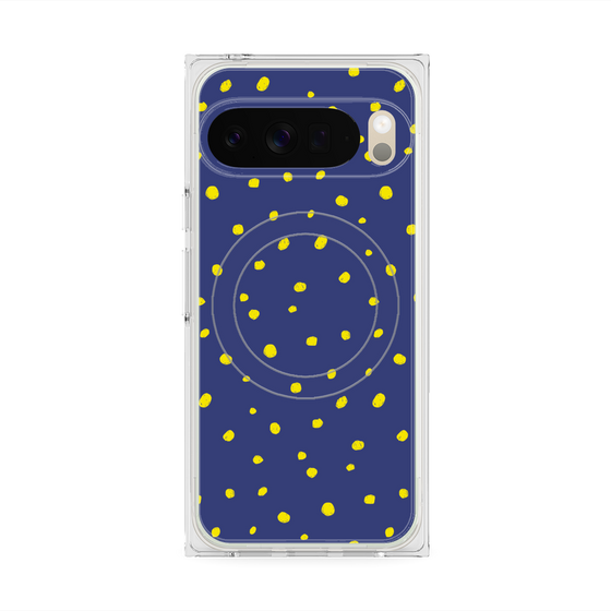 プレミアムスクエアケース with Pixelsnap［ Drawing Dot - Navy ］