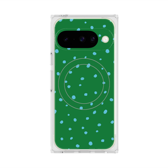 プレミアムスクエアケース with Pixelsnap［ Drawing Dot - Green ］