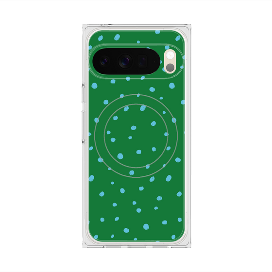 プレミアムスクエアケース with Pixelsnap［ Drawing Dot - Green ］