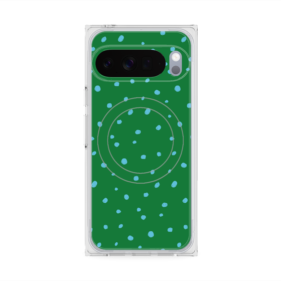 プレミアムスクエアケース with Pixelsnap［ Drawing Dot - Green ］