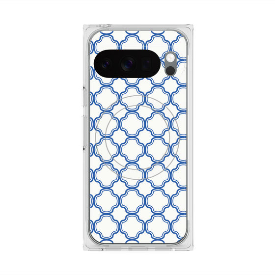 プレミアムスクエアケース with Pixelsnap［ Moroccan3 - Blue ］