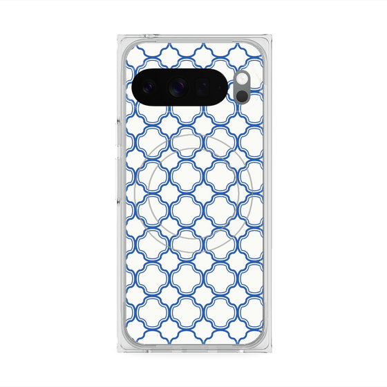 プレミアムスクエアケース with Pixelsnap［ Moroccan3 - Blue ］