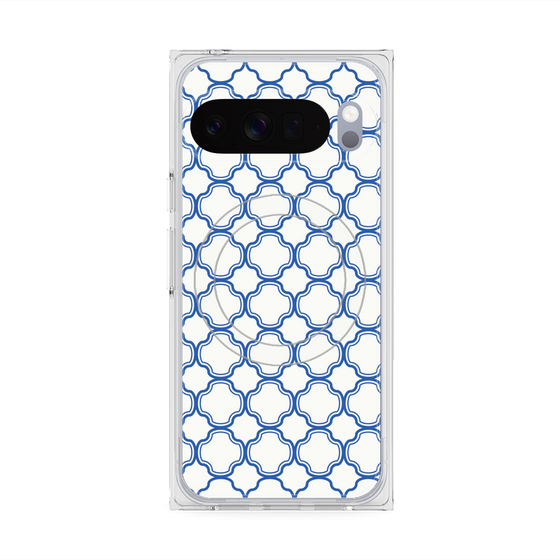 プレミアムスクエアケース with Pixelsnap［ Moroccan3 - Blue ］