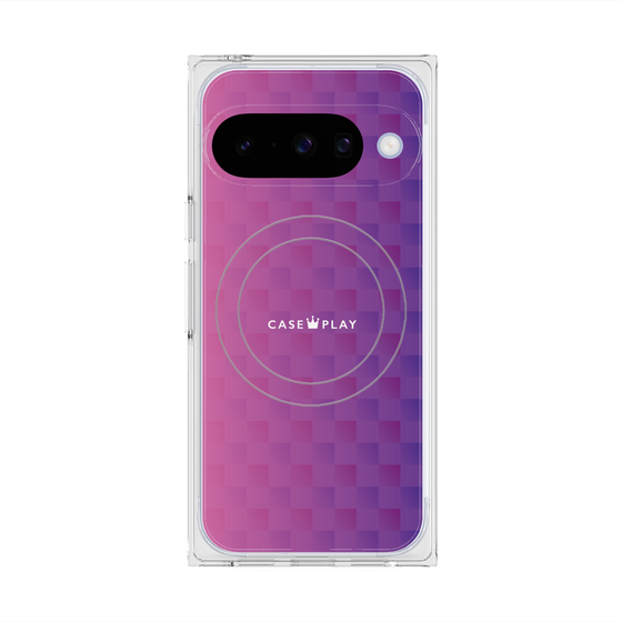 プレミアムスクエアケース with Pixelsnap［ CASEPLAY Check - Purple ］