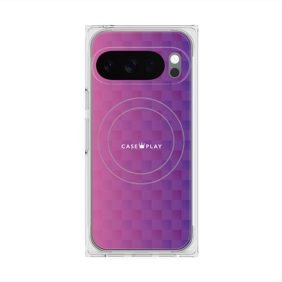 プレミアムスクエアケース with Pixelsnap［ CASEPLAY Check - Purple ］