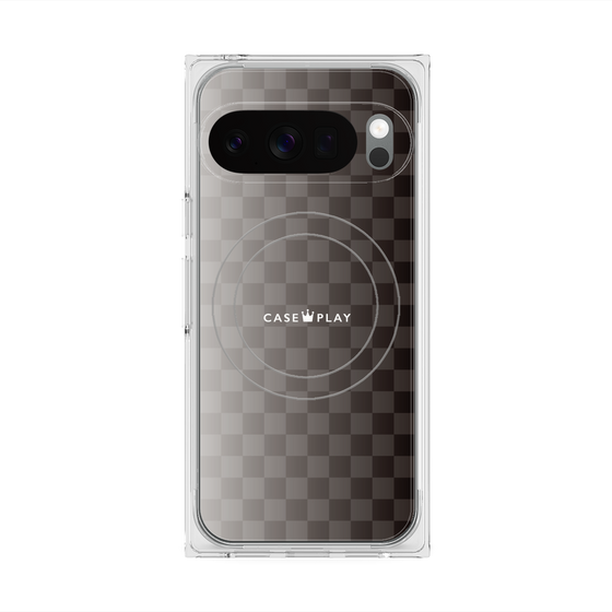 プレミアムスクエアケース with Pixelsnap［ CASEPLAY Check - Black ］