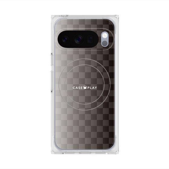 プレミアムスクエアケース with Pixelsnap［ CASEPLAY Check - Black ］