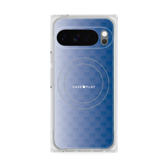 プレミアムスクエアケース with Pixelsnap［ CASEPLAY Check - Blue ］