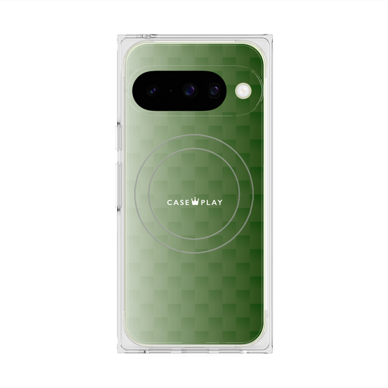 プレミアムスクエアケース with Pixelsnap［ CASEPLAY Check - Green ］