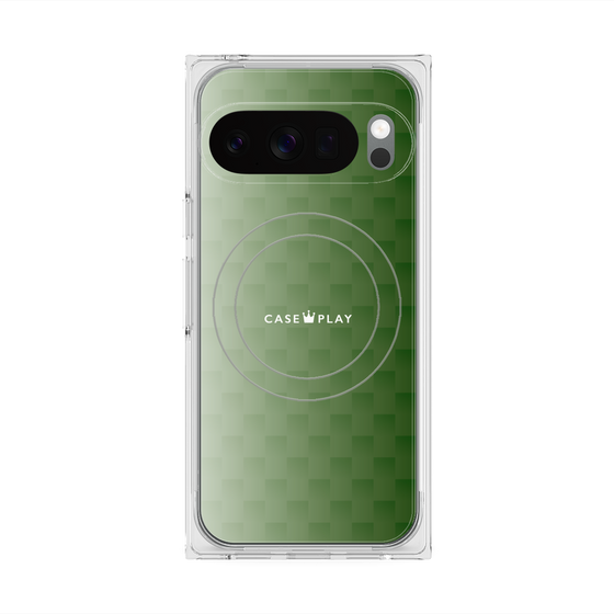 プレミアムスクエアケース with Pixelsnap［ CASEPLAY Check - Green ］