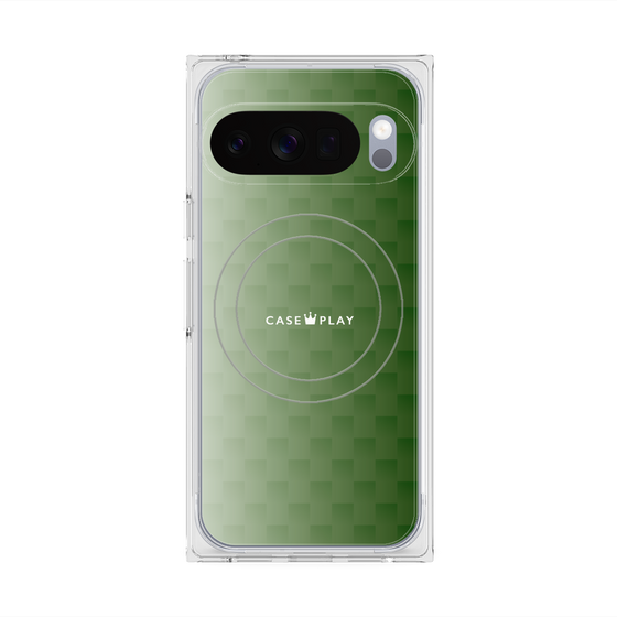 プレミアムスクエアケース with Pixelsnap［ CASEPLAY Check - Green ］