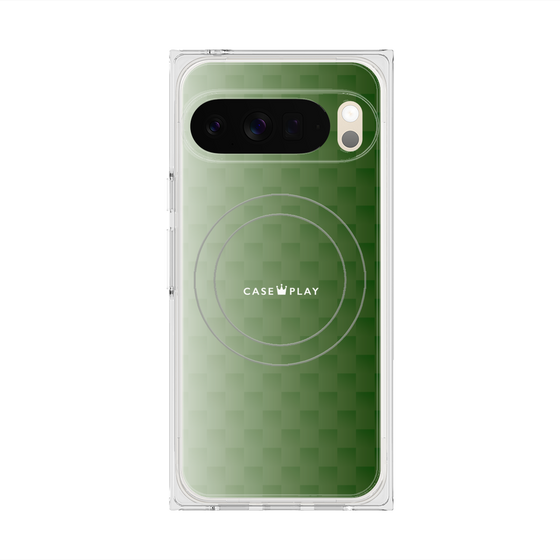 プレミアムスクエアケース with Pixelsnap［ CASEPLAY Check - Green ］