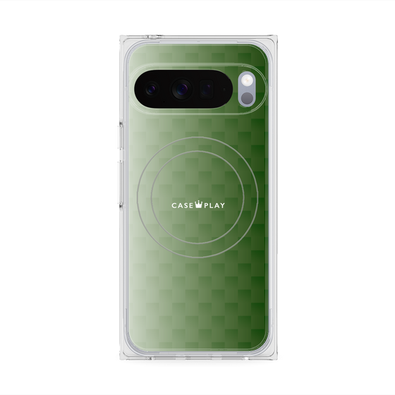 プレミアムスクエアケース with Pixelsnap［ CASEPLAY Check - Green ］