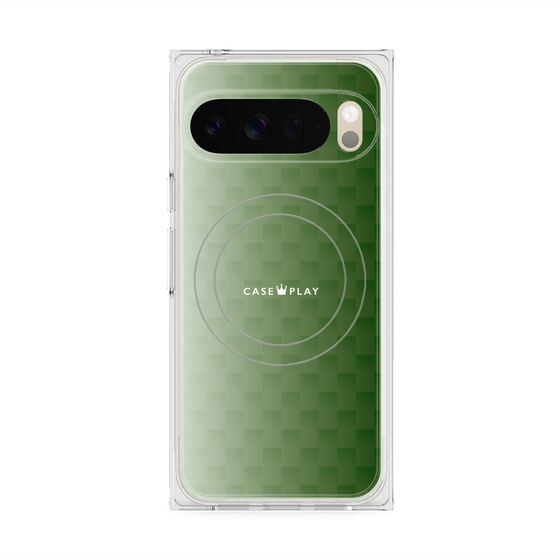 プレミアムスクエアケース with Pixelsnap［ CASEPLAY Check - Green ］