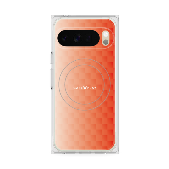 プレミアムスクエアケース with Pixelsnap［ CASEPLAY Check - Orange ］
