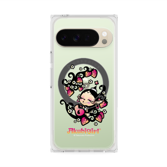 プレミアムスクエアケース with Pixelsnap［ アクビガール - ストロベリー ］