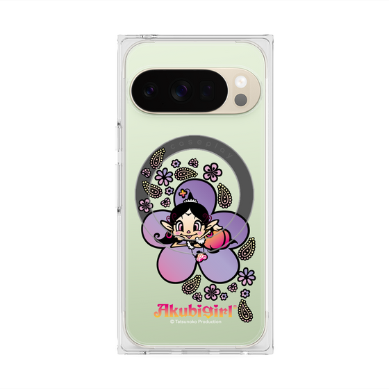 プレミアムスクエアケース with Pixelsnap［ アクビガール - フラワー ］