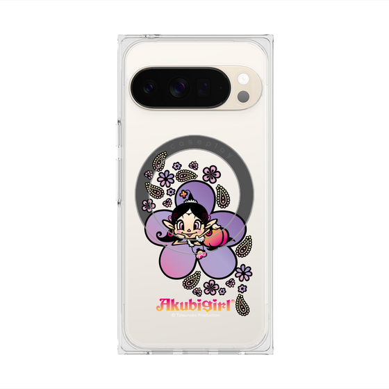 プレミアムスクエアケース with Pixelsnap［ アクビガール - フラワー ］