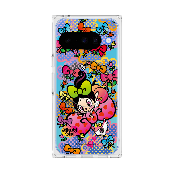 プレミアムスクエアケース with Pixelsnap［ アクビガール - フラワーリボン ］