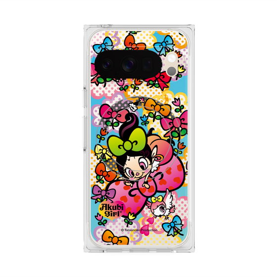 プレミアムスクエアケース with Pixelsnap［ アクビガール - フラワーリボン ］