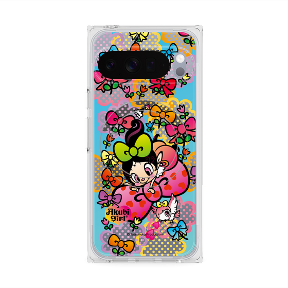 プレミアムスクエアケース with Pixelsnap［ アクビガール - フラワーリボン ］