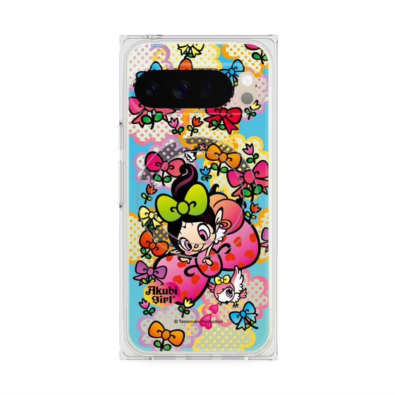 プレミアムスクエアケース with Pixelsnap［ アクビガール - フラワーリボン ］