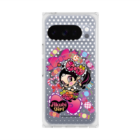 プレミアムスクエアケース with Pixelsnap［ アクビガール - キャンディーリボン ］