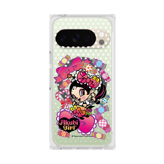 プレミアムスクエアケース with Pixelsnap［ アクビガール - キャンディーリボン ］