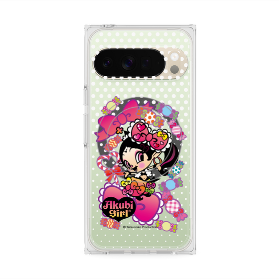 プレミアムスクエアケース with Pixelsnap［ アクビガール - キャンディーリボン ］