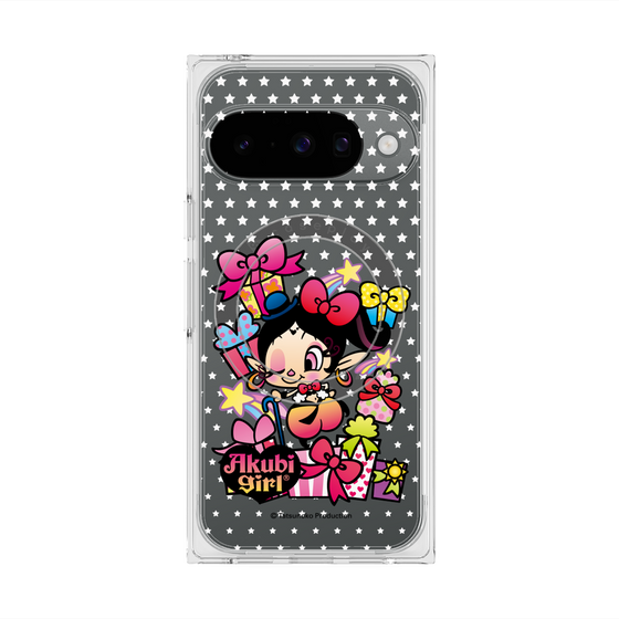 プレミアムスクエアケース with Pixelsnap［ アクビガール - プレゼントリボン ］
